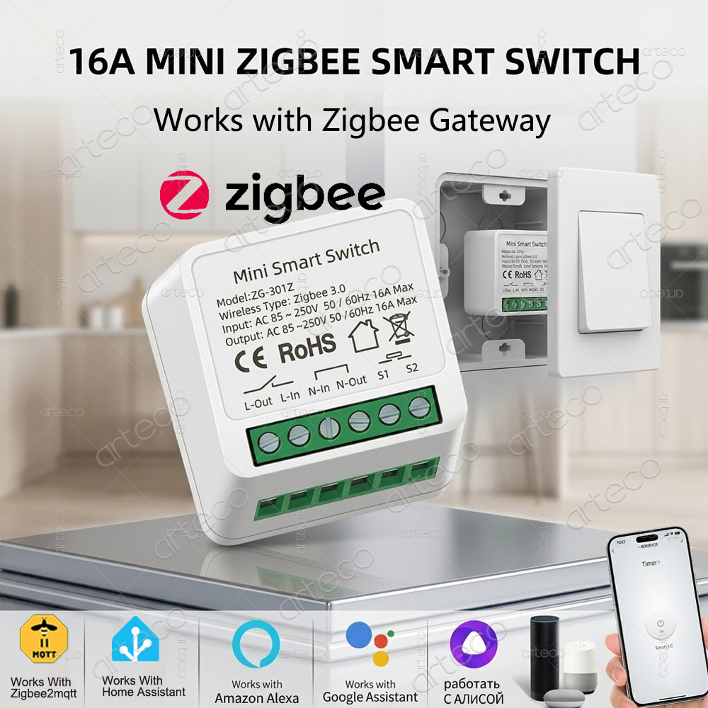 Diy Home Automation Hub - Mini interrupteur intelligent Zigbee 3.0 16A,